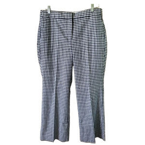 NWOT J. Crew Hayden Kickout Crop Pants Blue Plaid Checked Linen Blend Size 10